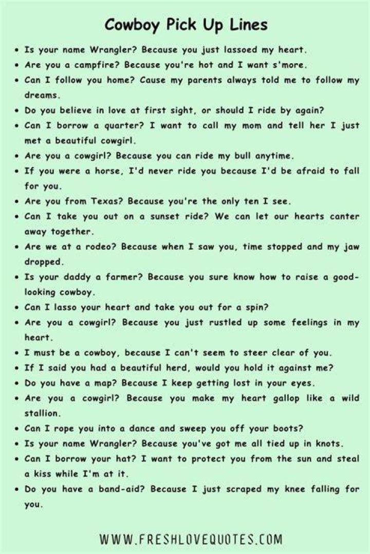 Cowboy pick up lines ღ Pickup lines Pinterest