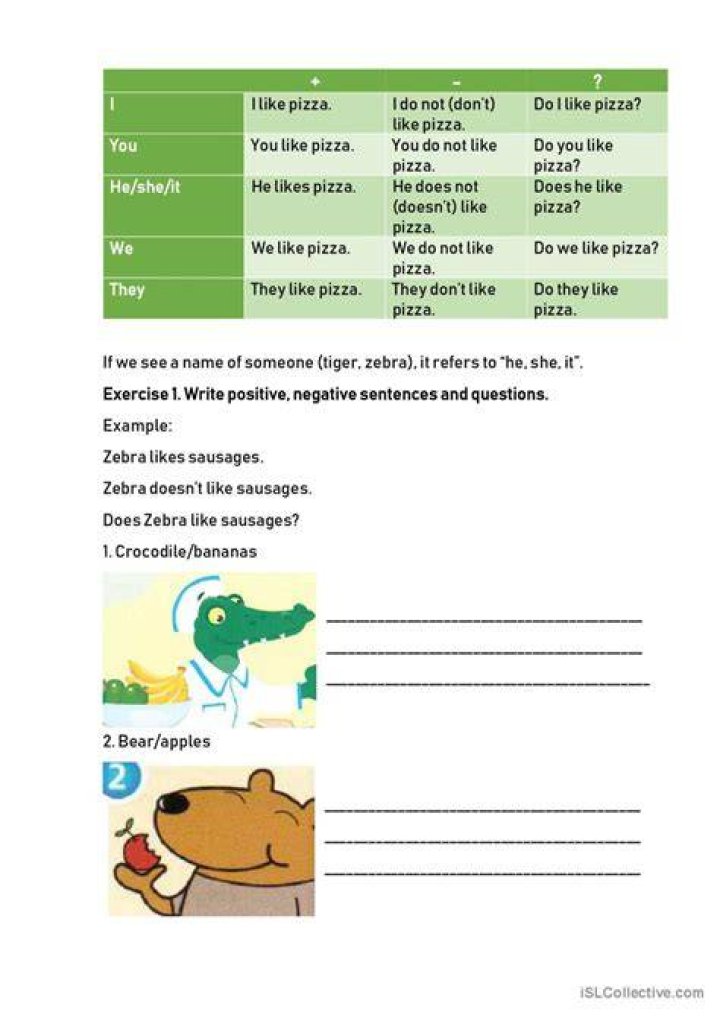 Does she like? English ESL worksheets pdf & doc