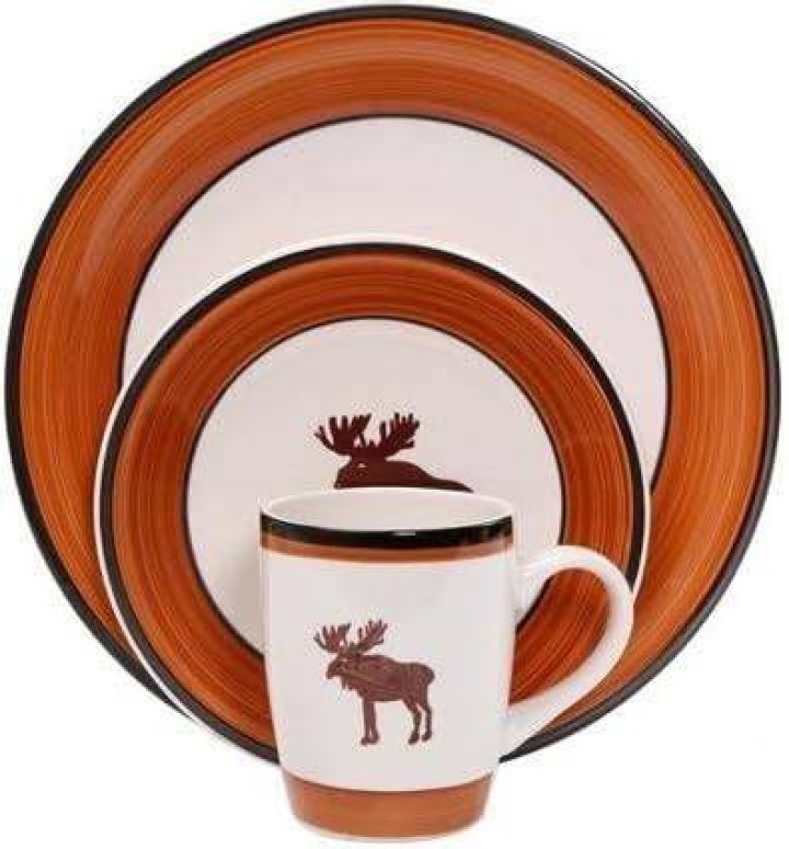 Mainstays Moose Cabin 16-Piece Dinnerware Set, Multi-Color