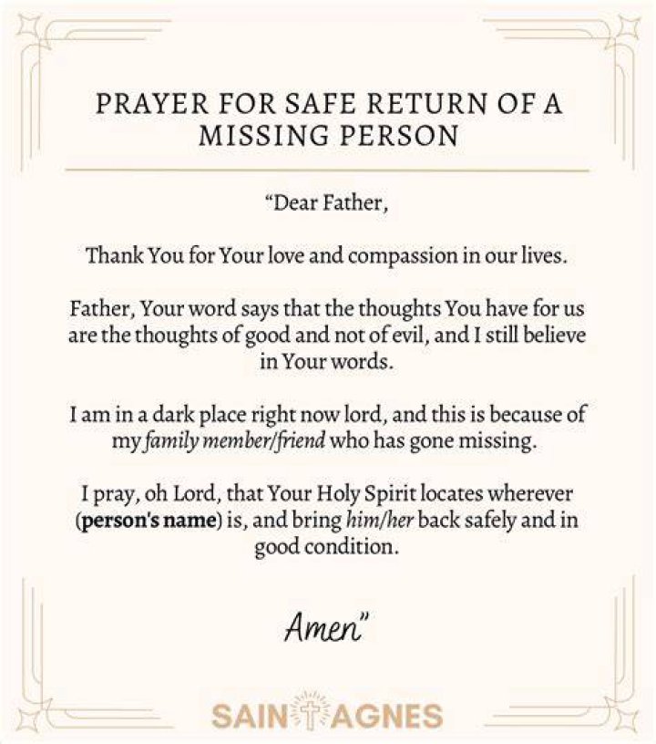 Prayer For Missing Person Prayers To Find People Who Are Missing