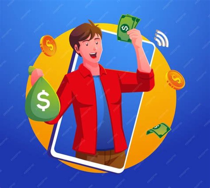 Premium Vector A man earns money from a smartphone