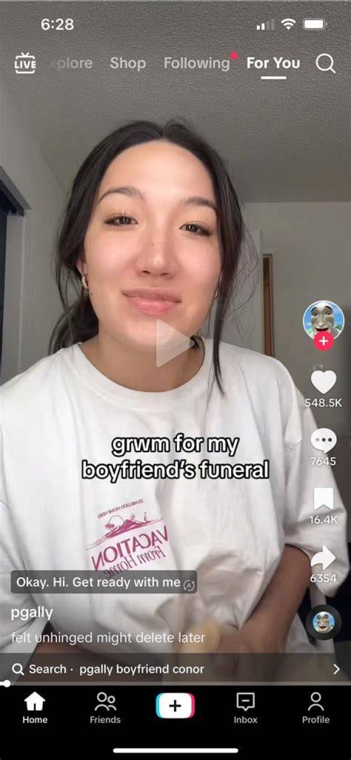TikTok user pgally posts "unhinged" video before boyfriend's funeral